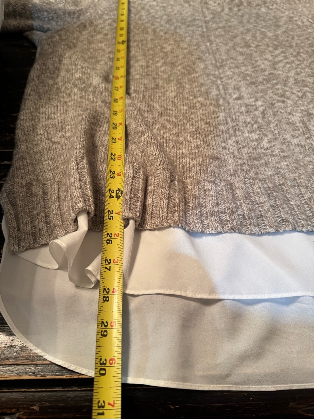 Lauren Ralph Lauren Gray Knit Sweater with White Shirt Detail - Picture 8 of 8